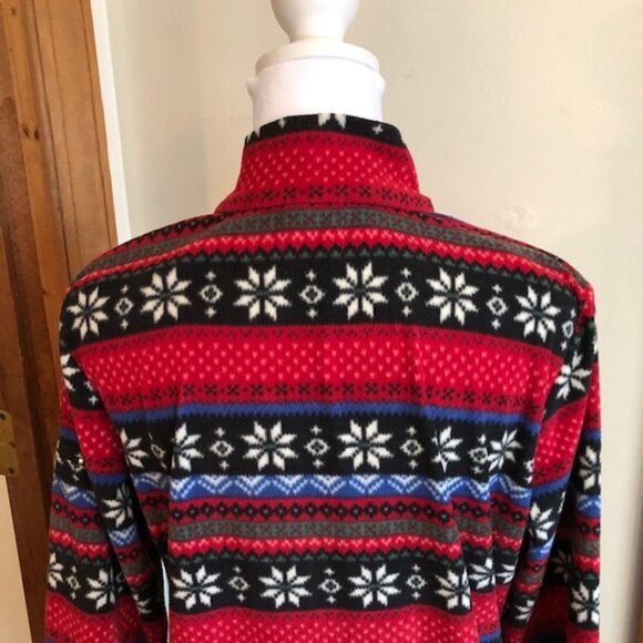 L. L. BEAN Vintage 1/4 Zip Fleece Snowflake Print Medium - Picture 12 of 16
